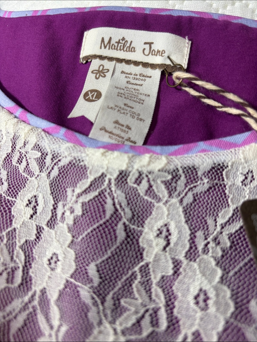 Matilda Jane Lavender Blouse with Cream Lace Overlay - Picture 2 of 11